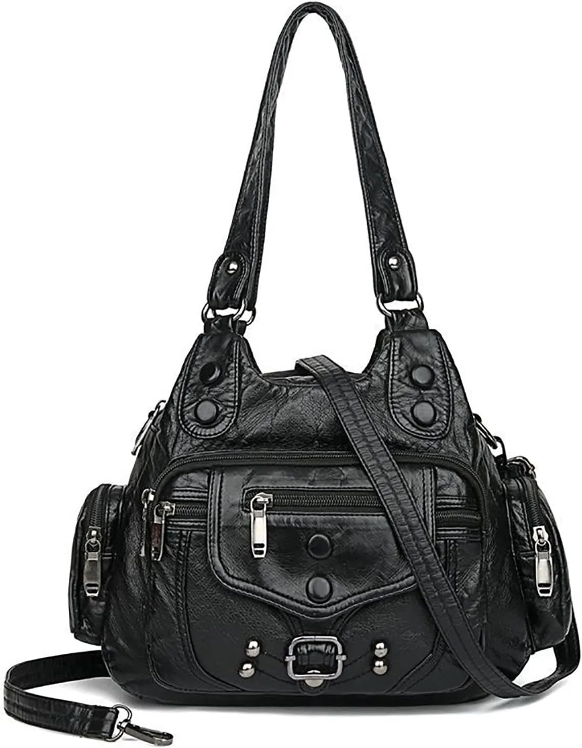 Athletic Crossbody Bags for Women Retro Studded Crossbody Bags Small Shoulder Purses Lightweight Carry on Bag(Black)