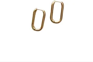 Aylin James Gold Plated Oval Hoop Earrings, Squoval Design,