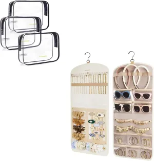 BAGSMART 3-Pack TSA Approved Travel Toiletry Bag   Hanging Jewelry Organizer