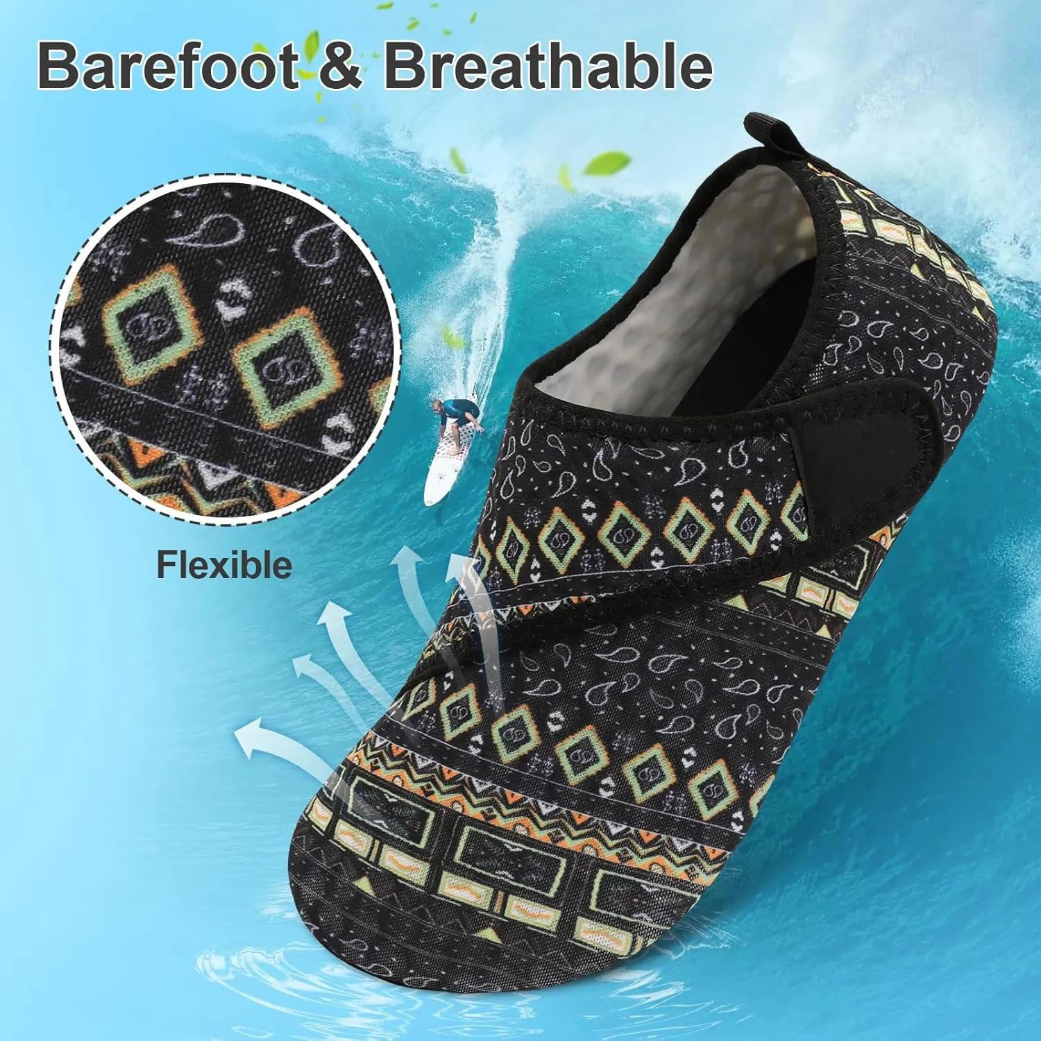 BARERUN Barefoot Water Shoes for Women Men Quick-Dry Aqua Socks for Swim Beach Pool Surf Yoga Boat Travel Non Slip Indoor Outdoor Walking Shoes