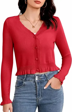 Bbonlinedress Cardigan Sweaters for Women Summer Lightweight Button Down Cropped Shrugs Sweaters Tops