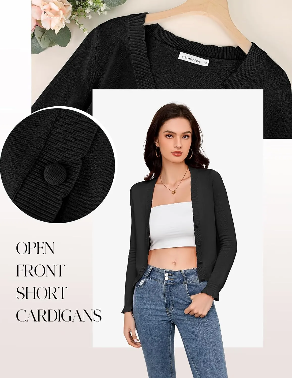 Bbonlinedress Cardigan Sweaters for Women Summer Lightweight Button Down Cropped Shrugs Sweaters Tops
