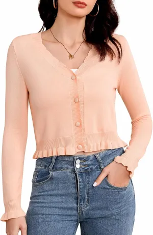 Bbonlinedress Cardigan Sweaters for Women Summer Lightweight Button Down Cropped Shrugs Sweaters Tops
