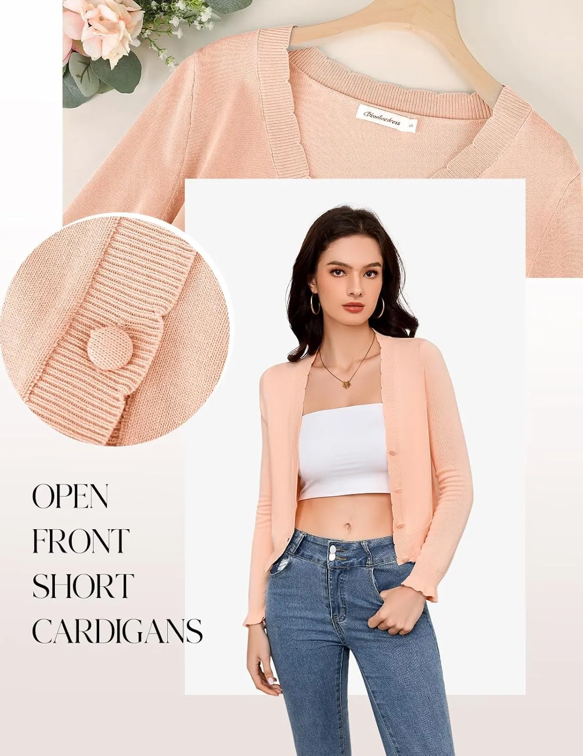 Bbonlinedress Cardigan Sweaters for Women Summer Lightweight Button Down Cropped Shrugs Sweaters Tops