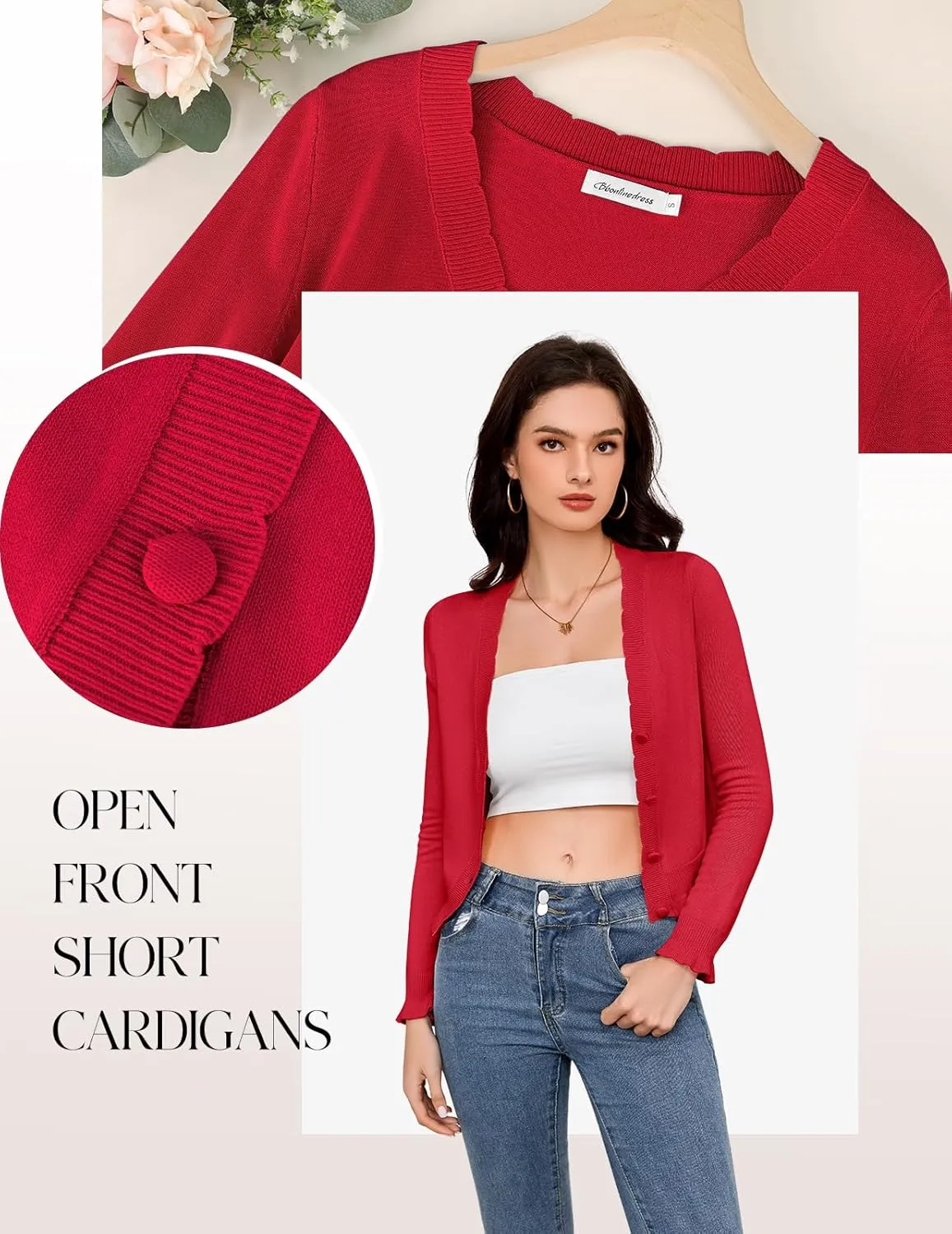Bbonlinedress Cardigan Sweaters for Women Summer Lightweight Button Down Cropped Shrugs Sweaters Tops
