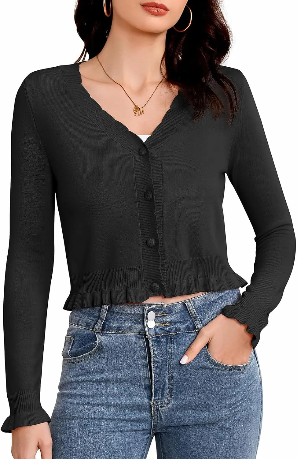 Bbonlinedress Cardigan Sweaters for Women Summer Lightweight Button Down Cropped Shrugs Sweaters Tops
