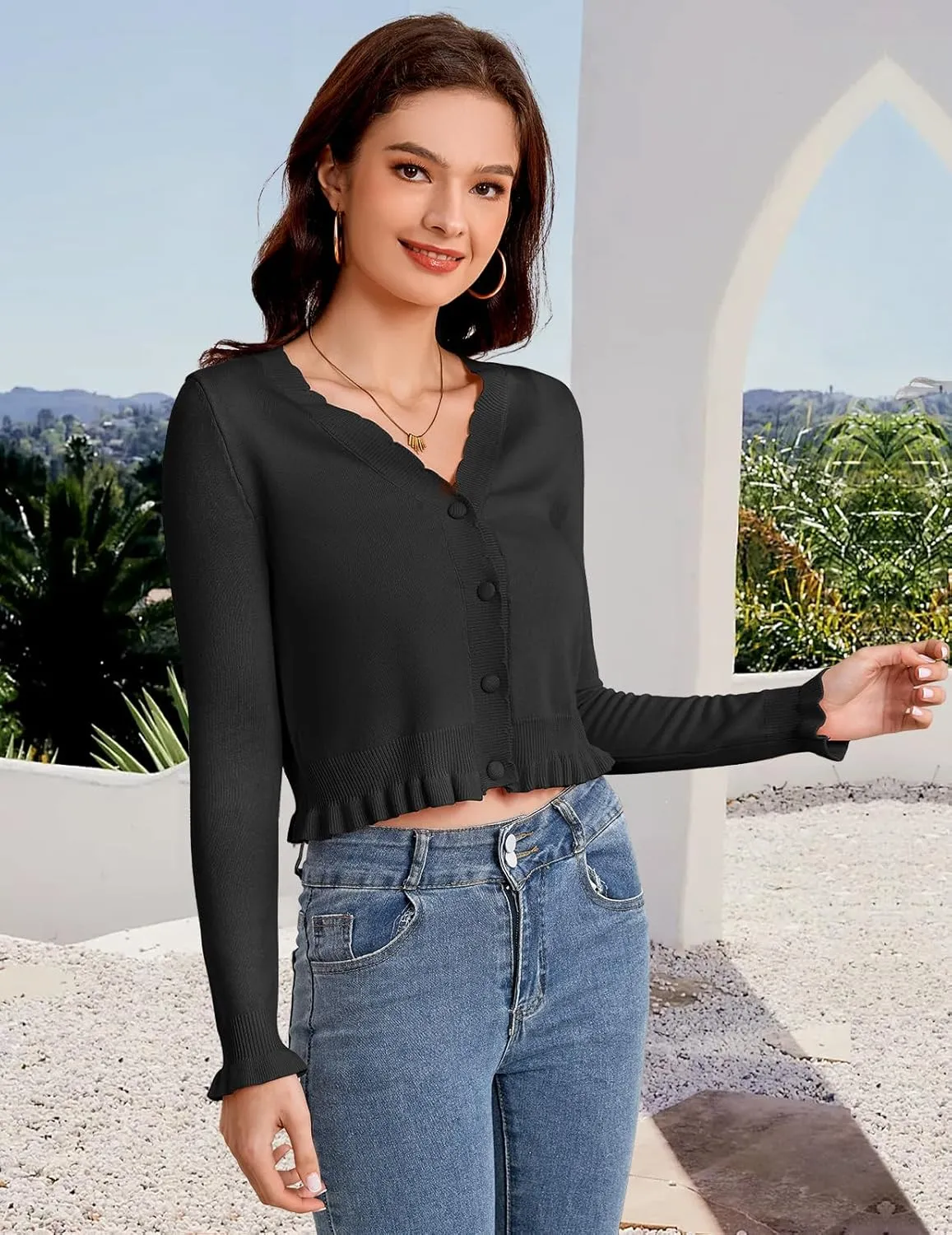 Bbonlinedress Cardigan Sweaters for Women Summer Lightweight Button Down Cropped Shrugs Sweaters Tops