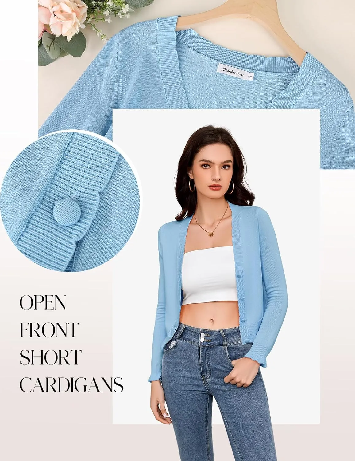 Bbonlinedress Cardigan Sweaters for Women Summer Lightweight Button Down Cropped Shrugs Sweaters Tops