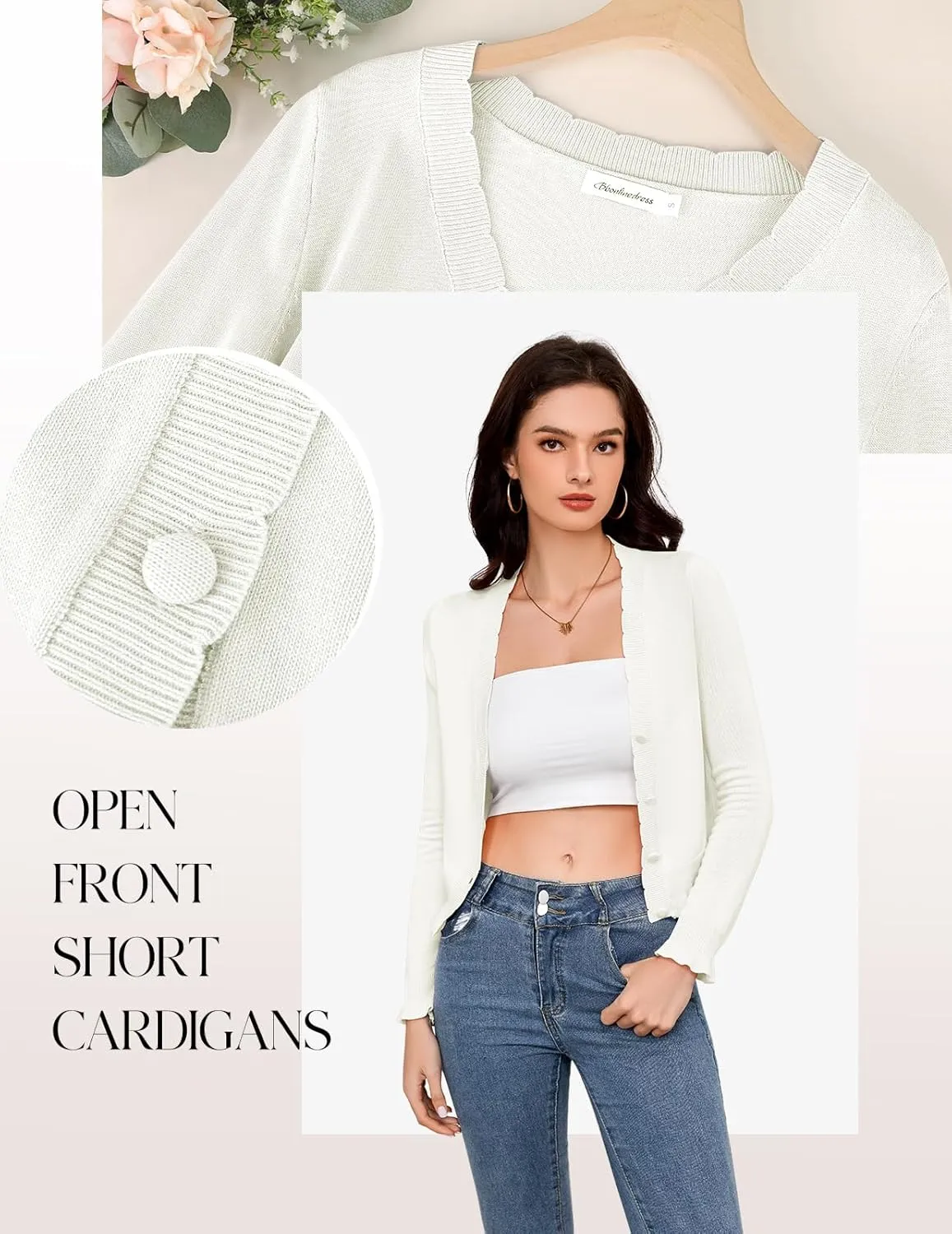 Bbonlinedress Cardigan Sweaters for Women Summer Lightweight Button Down Cropped Shrugs Sweaters Tops