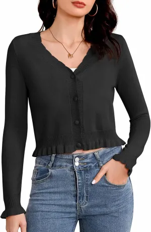 Bbonlinedress Cardigan Sweaters for Women Summer Lightweight Button Down Cropped Shrugs Sweaters Tops