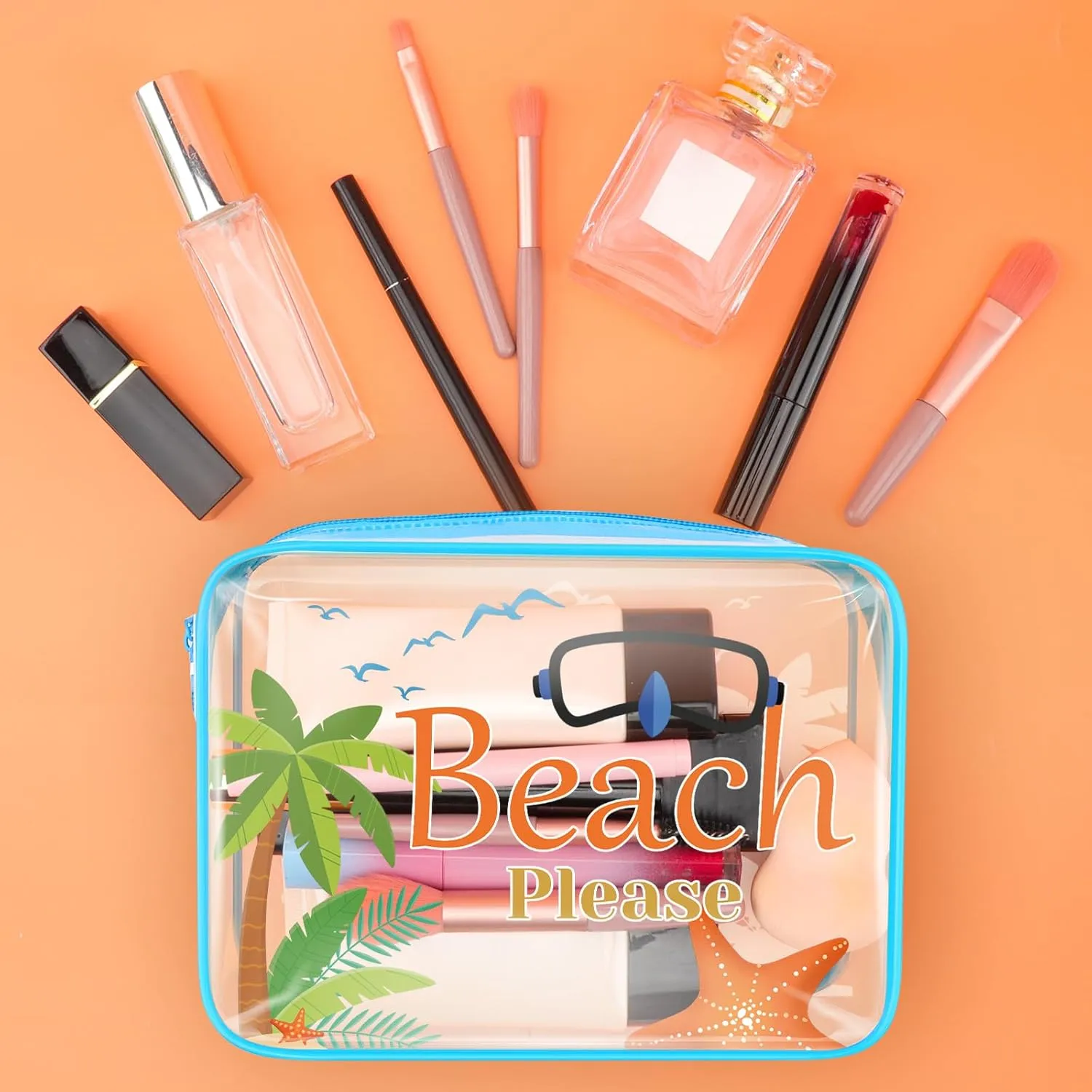 Beach Gifts for Women Beach Makeup Bag Beach Themed Gifts Beach Lover Gift for Daughter Sister PVC Cosmetic Bag Funny Vacation Gifts Christmas Graduation Gift for Girl Teens Beach Lover Travel Pouch
