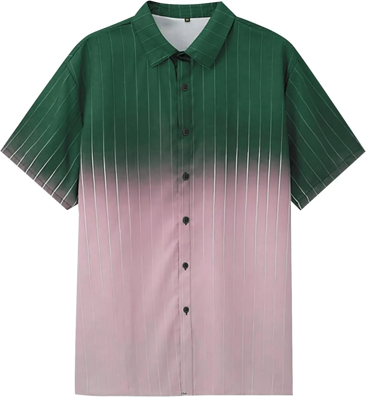 Beach Shirts Button Up Shirt for Men Stripes Short Sleeve Gradient Funny Hawaiian Shirts