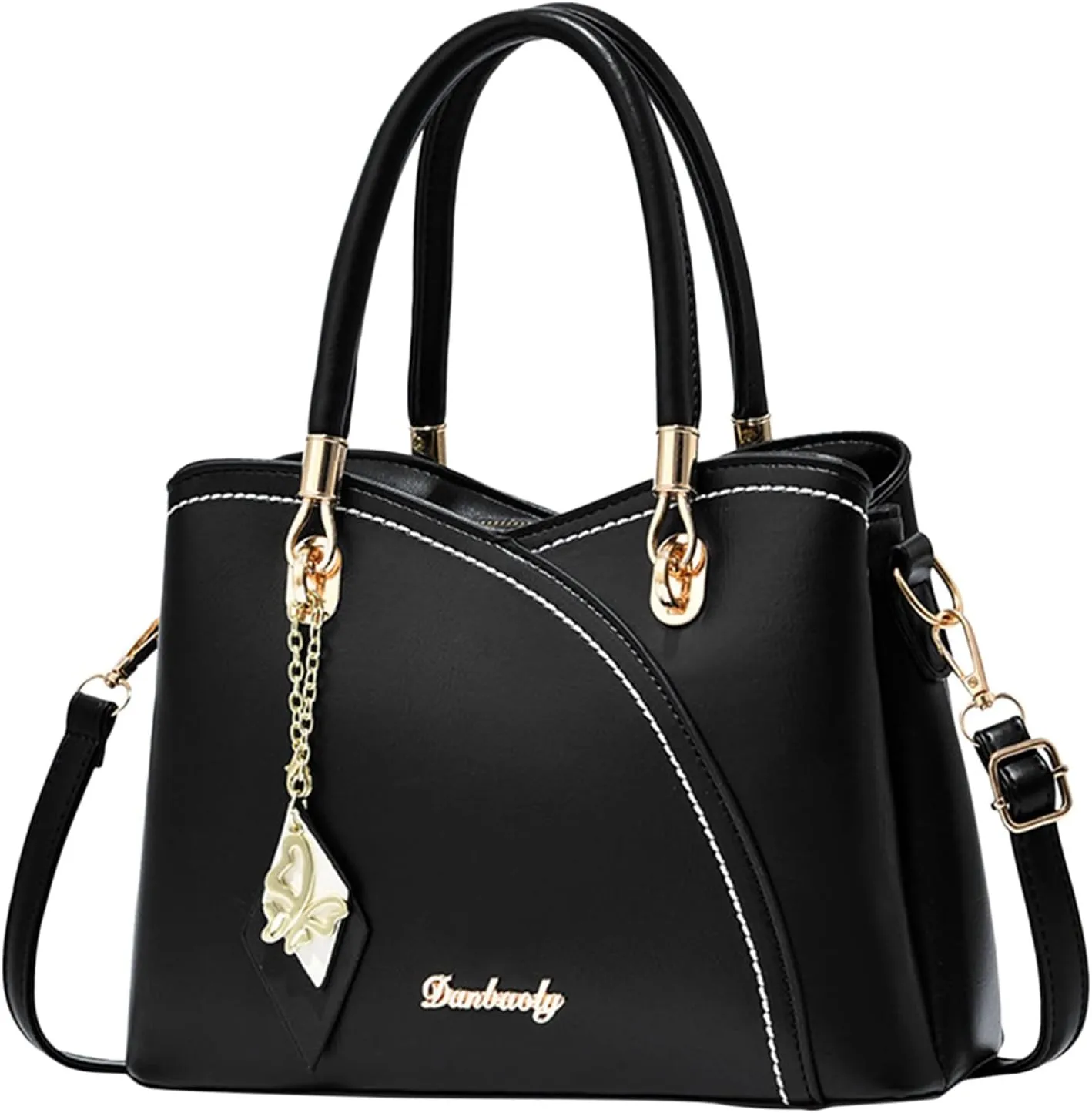 Beach Tote Bag 4 Packet Solid Color Leather Handbags Shoulder Bags Crossbody Hobo Bags Card Purse Work Travel Essential H