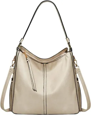 Beach Tote Bag 4 Packet Solid Color Leather Handbags Shoulder Bags Crossbody Hobo Bags Card Purse Work Travel Essential M