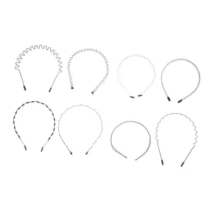Beaupretty 8pcs Unisex Black Wavy Fitness Hair Hoops Headband for Men Women Comfortable Sports Headband for Exercise Facial Treatments Daily Use