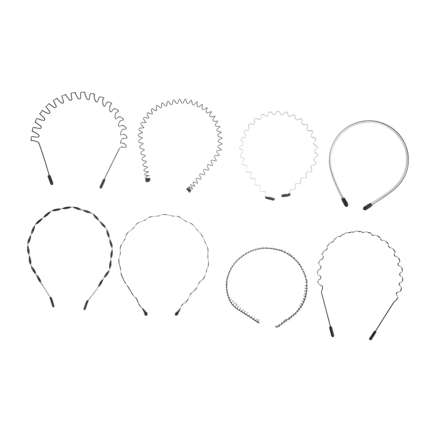 Beaupretty 8pcs Unisex Black Wavy Fitness Hair Hoops Headband for Men Women Comfortable Sports Headband for Exercise Facial Treatments Daily Use
