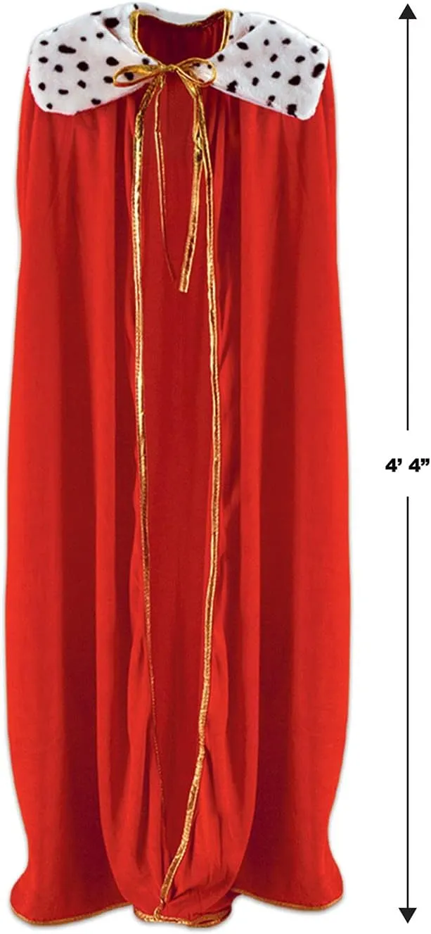 Beistle Regal Adult Size Red King/Queen Robe Mardi Gras Cape Costume Accessories, 52", Multicolor