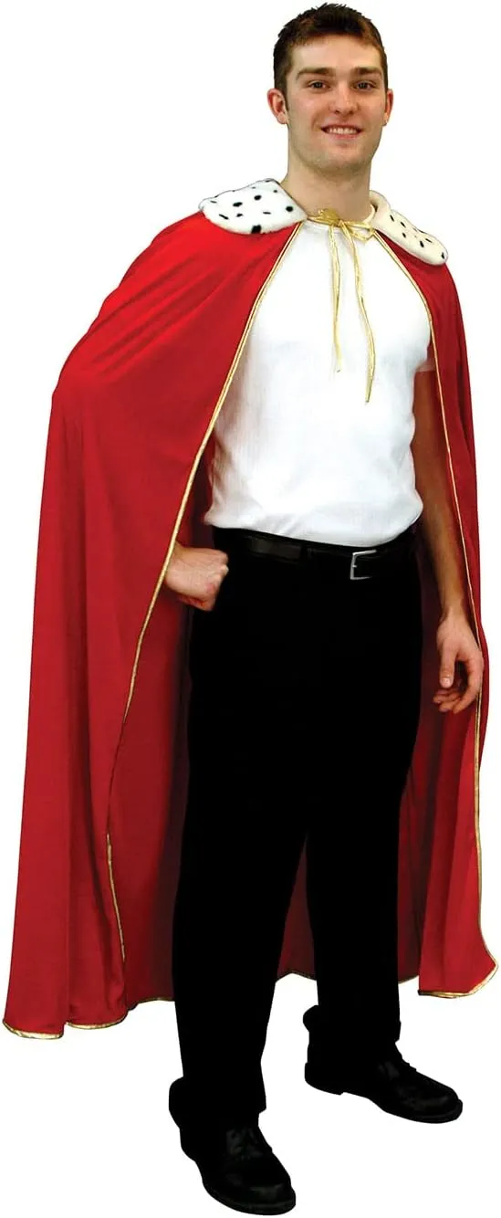 Beistle Regal Adult Size Red King/Queen Robe Mardi Gras Cape Costume Accessories, 52", Multicolor