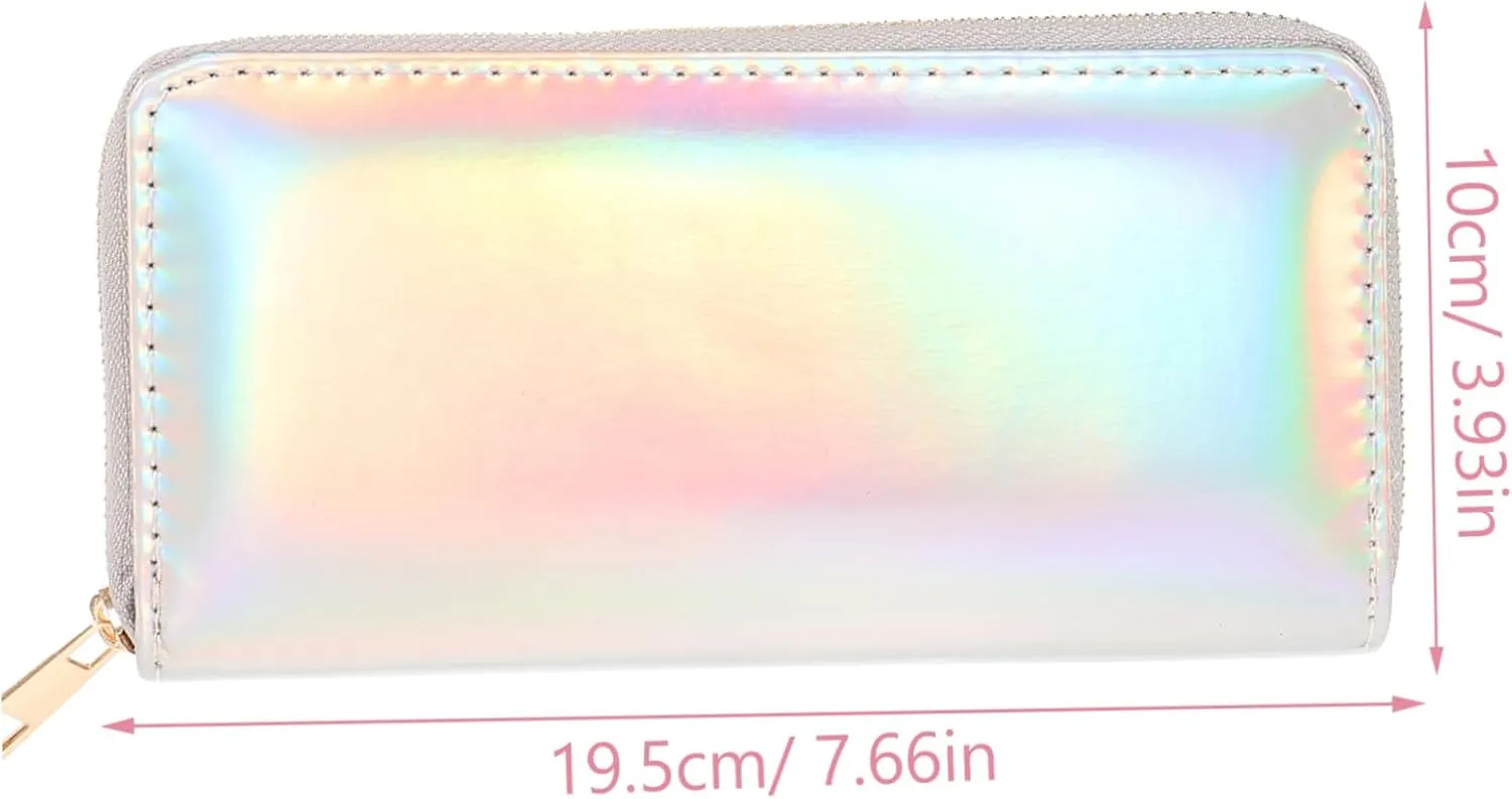 BESPORTBLE Iridescent Purse Accessories Women's Long Wallet Sparkling Sequins Clutch Bag Zippered Coin Pocket Compact Stylish for Families Friends