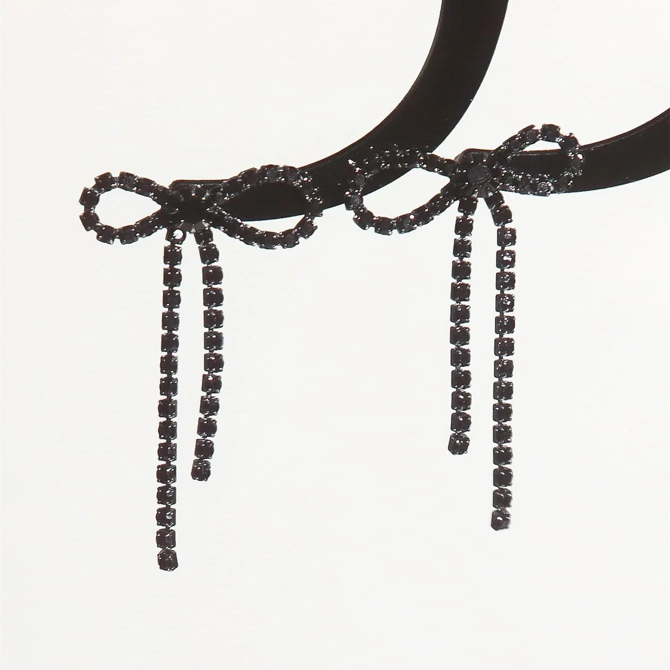 Black Bow Earrings for Women Trendy Black Earrings Rhinestone Dangling Sparkly Wedding Earings for Brides Bow Jewelry