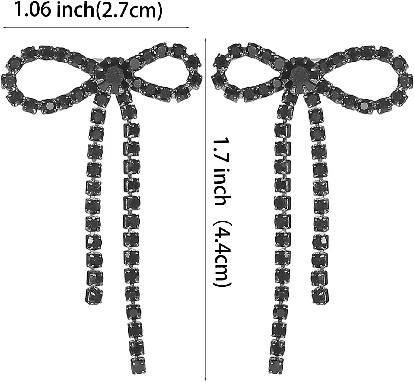 Black Bow Earrings for Women Trendy Black Earrings Rhinestone Dangling Sparkly Wedding Earings for Brides Bow Jewelry