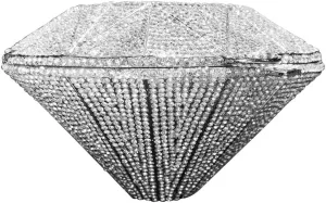 Bling Purse Three-Dimensional Diamond Shape Rhinestone Purse for Women Sparkly Clutch Purse Handbag for Party Wedding Silver