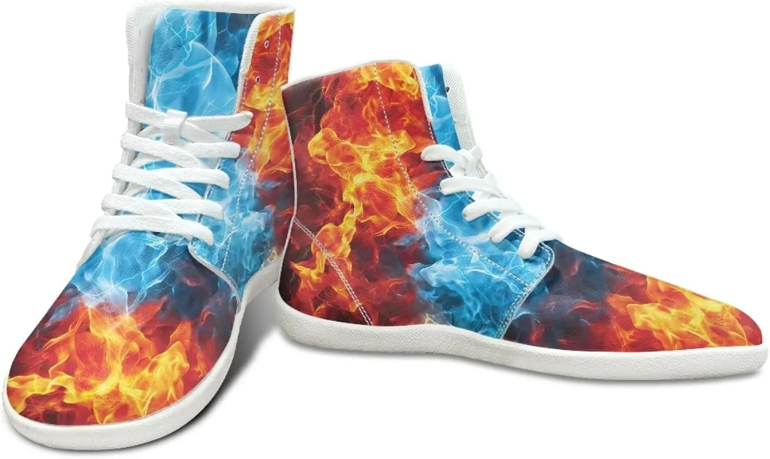 Blitz Flame Print Mens High Top Sneakers Womens Lightweight Wide Toe Barefoot Shoes Anti Slip Zero Drop Walking Shoes Sports Sneakers