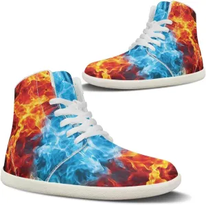 Blitz Flame Print Mens High Top Sneakers Womens Lightweight Wide Toe Barefoot Shoes Anti Slip Zero Drop Walking Shoes Sports Sneakers