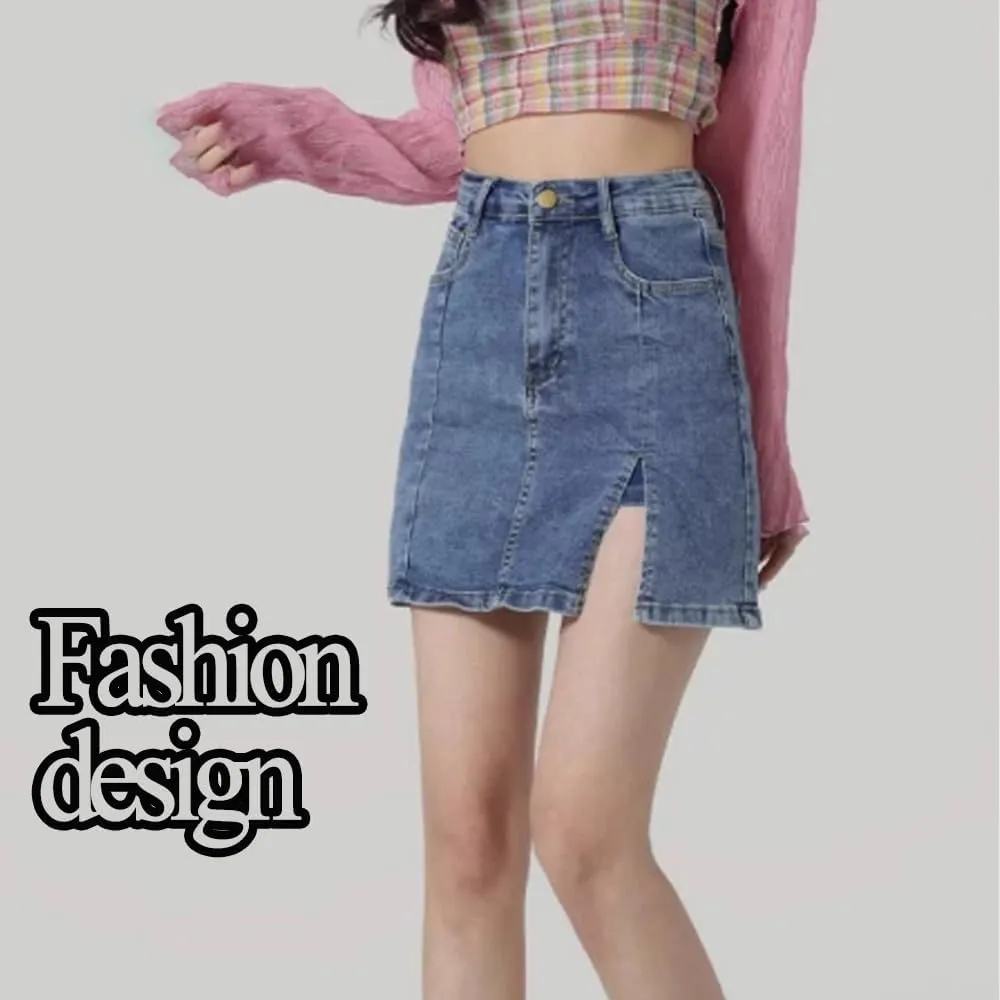 Bloomy Jean Skorts, Bloomy Skorts, High Waisted Casual Stretchy Denim Skirt Side Split Mini Skirts