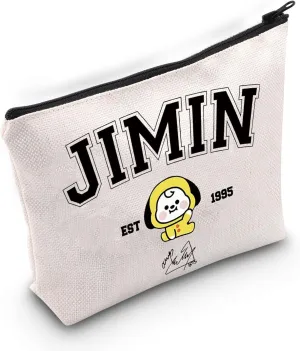 BLUPARK Singer Merch K-pop Characters Bag K-pop Team Gift for Army Singer Fan Gift B-T Inspired Zipper Pouch Bag (Jimin bag)