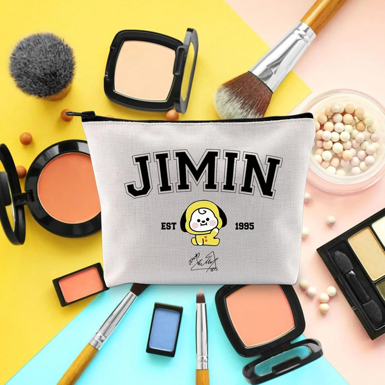 BLUPARK Singer Merch K-pop Characters Bag K-pop Team Gift for Army Singer Fan Gift B-T Inspired Zipper Pouch Bag (Jimin bag)