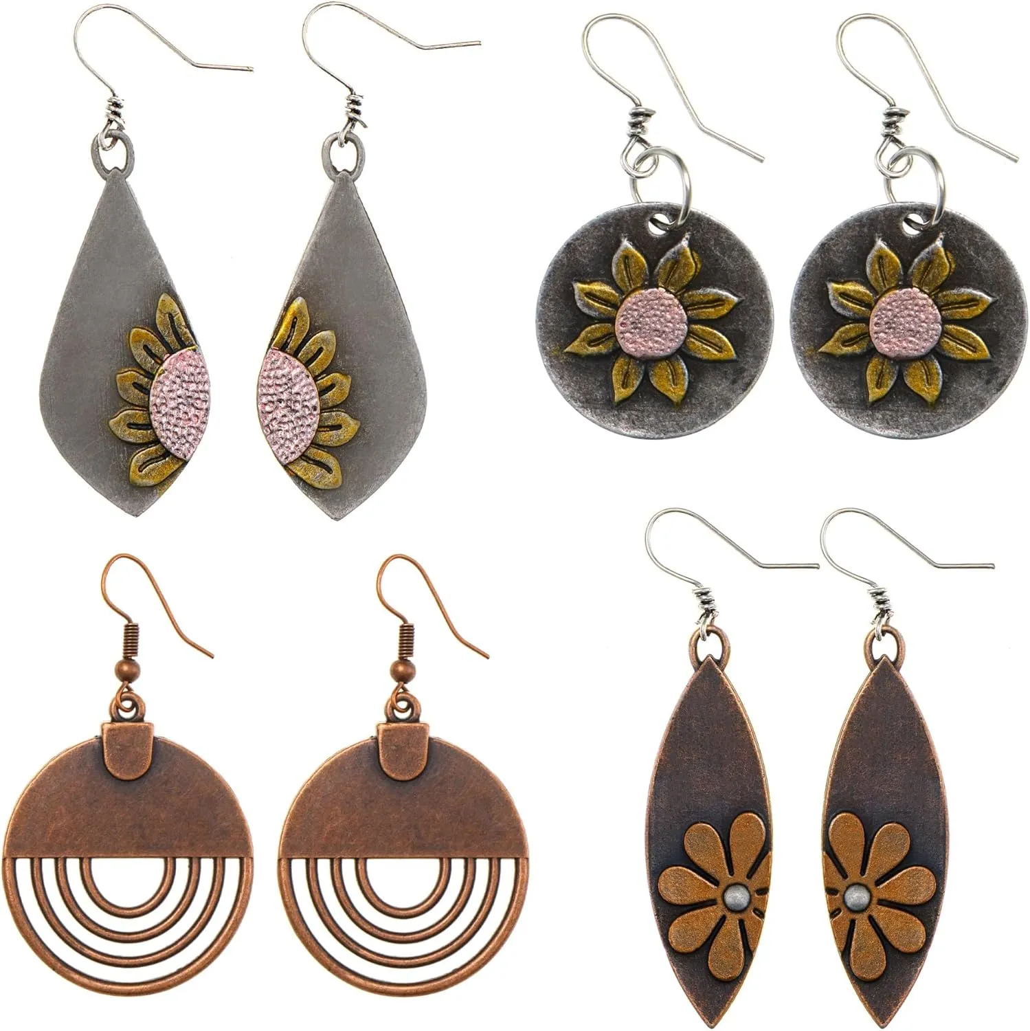 Boho Earrings Dangle Earrings Vintage Sunflower Earrings Handmade Bohemian Trendy Earrings for Women