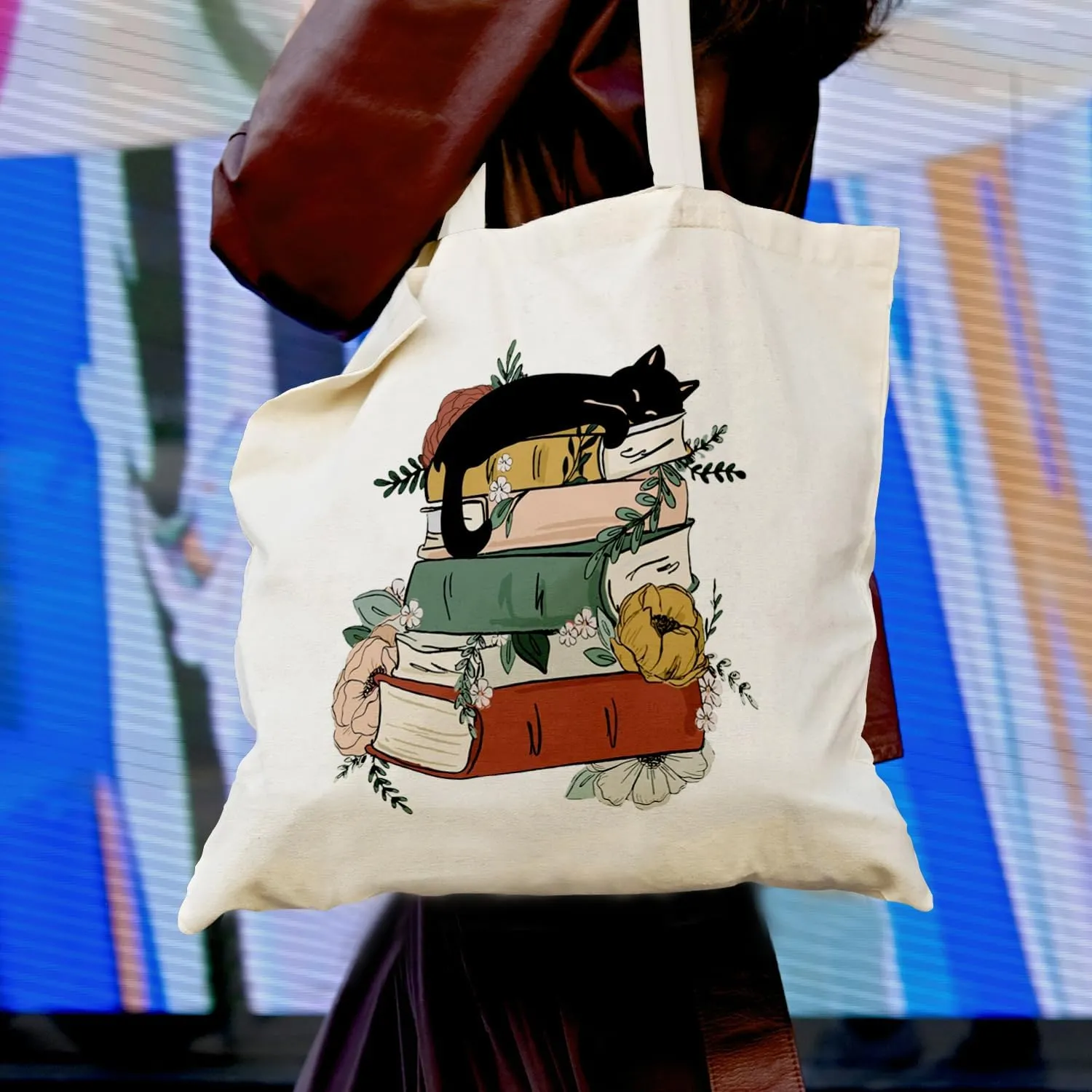Book Lovers Canvas Tote Bag, Librarian Reading Reusable Bag, Book Tote Bag Gifts
