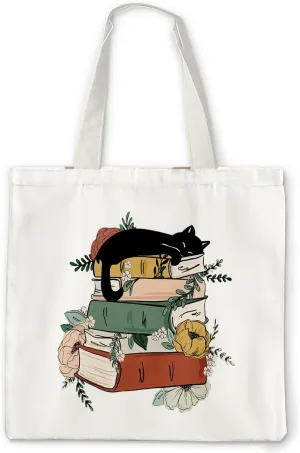Book Lovers Canvas Tote Bag, Librarian Reading Reusable Bag, Book Tote Bag Gifts