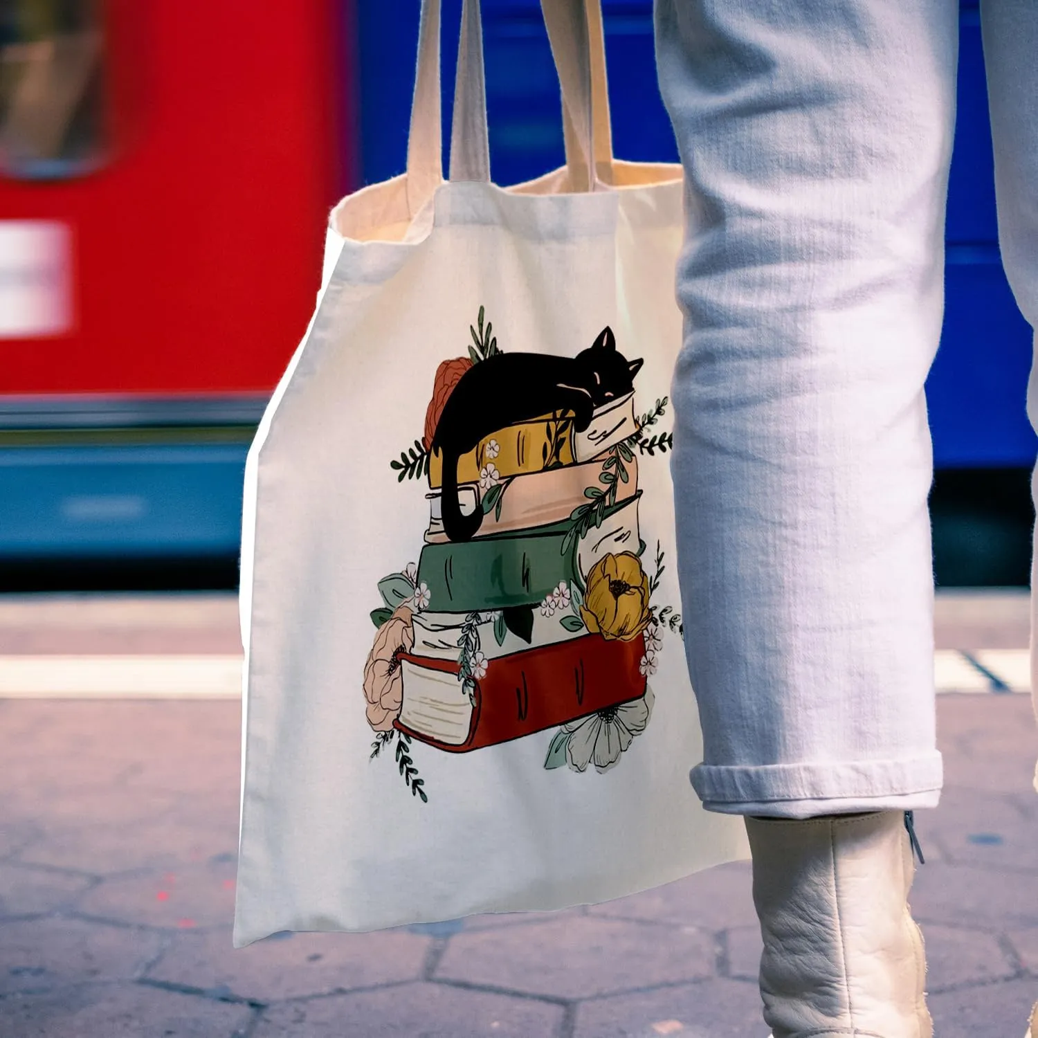 Book Lovers Canvas Tote Bag, Librarian Reading Reusable Bag, Book Tote Bag Gifts