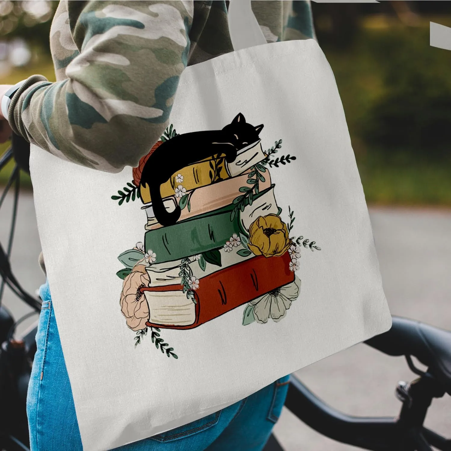 Book Lovers Canvas Tote Bag, Librarian Reading Reusable Bag, Book Tote Bag Gifts