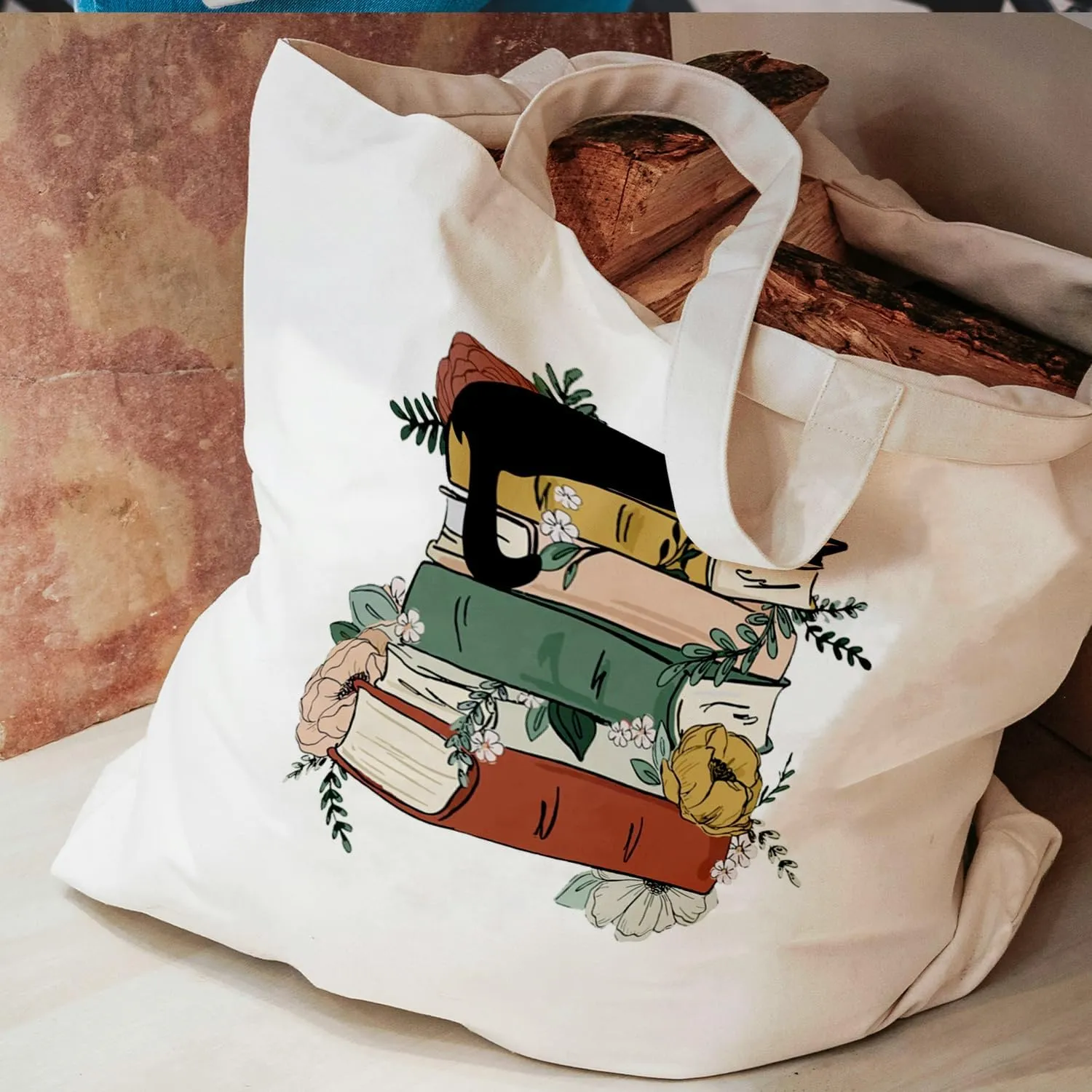 Book Lovers Canvas Tote Bag, Librarian Reading Reusable Bag, Book Tote Bag Gifts
