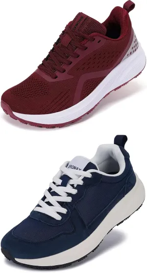BRONAX Womens Wide Toe Box Shoes Red and Dark Blue Size 11w