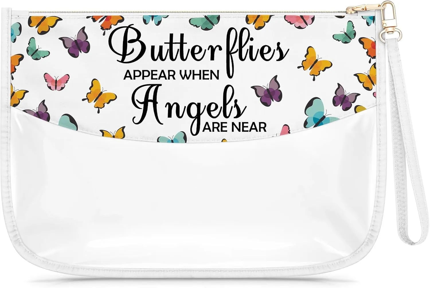 Butterfly Gifts for Women Clear Makeup Bag Butterfly Lover Gifts Butterflies Theme Present Transparent Cosmetic Bag Angels Present for Women Girl Christmas Birthday Graduation Zipper Travel Pouch