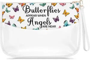 Butterfly Gifts for Women Clear Makeup Bag Butterfly Lover Gifts Butterflies Theme Present Transparent Cosmetic Bag Angels Present for Women Girl Christmas Birthday Graduation Zipper Travel Pouch