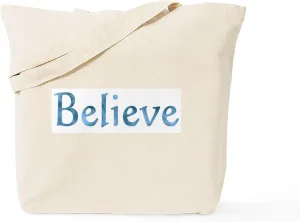 CafePress Believe Tote Bag Reusable Natural Beige Canvas Shopping Bag