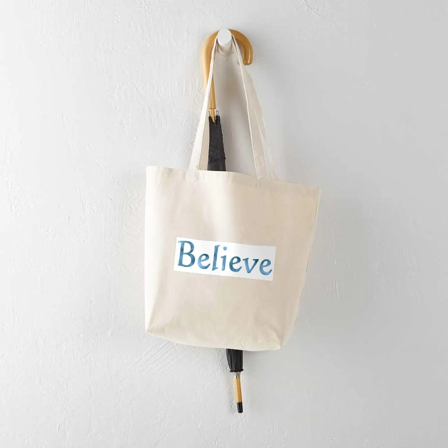 CafePress Believe Tote Bag Reusable Natural Beige Canvas Shopping Bag