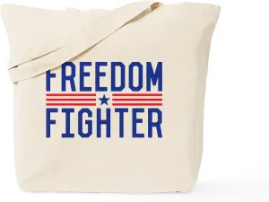 CafePress Freedom Fighter Tote Bag Reusable Natural Beige Canvas Shopping Bag