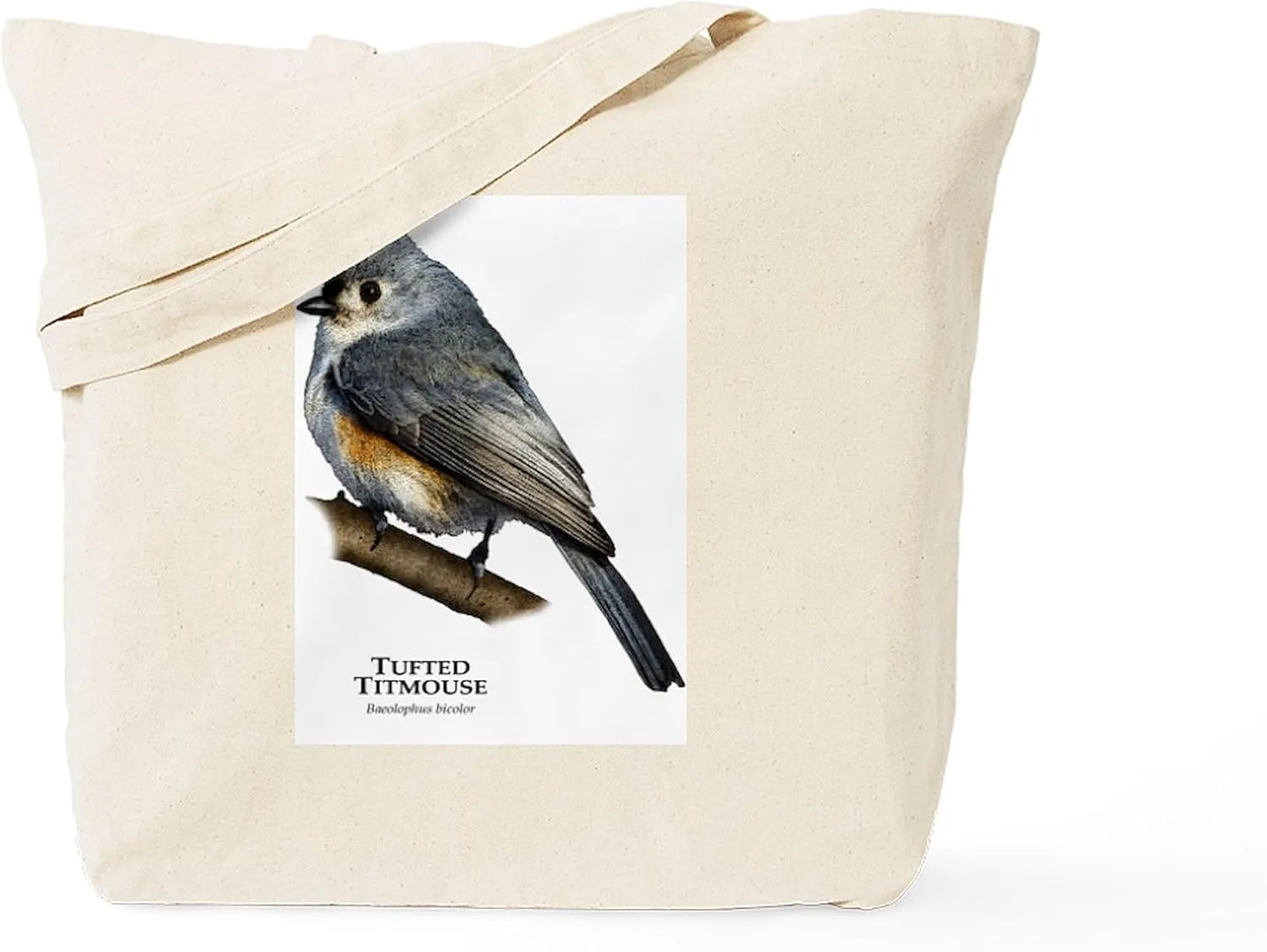 CafePress Tufted Titmouse Tote Bag Reusable Natural Beige Canvas Shopping Bag