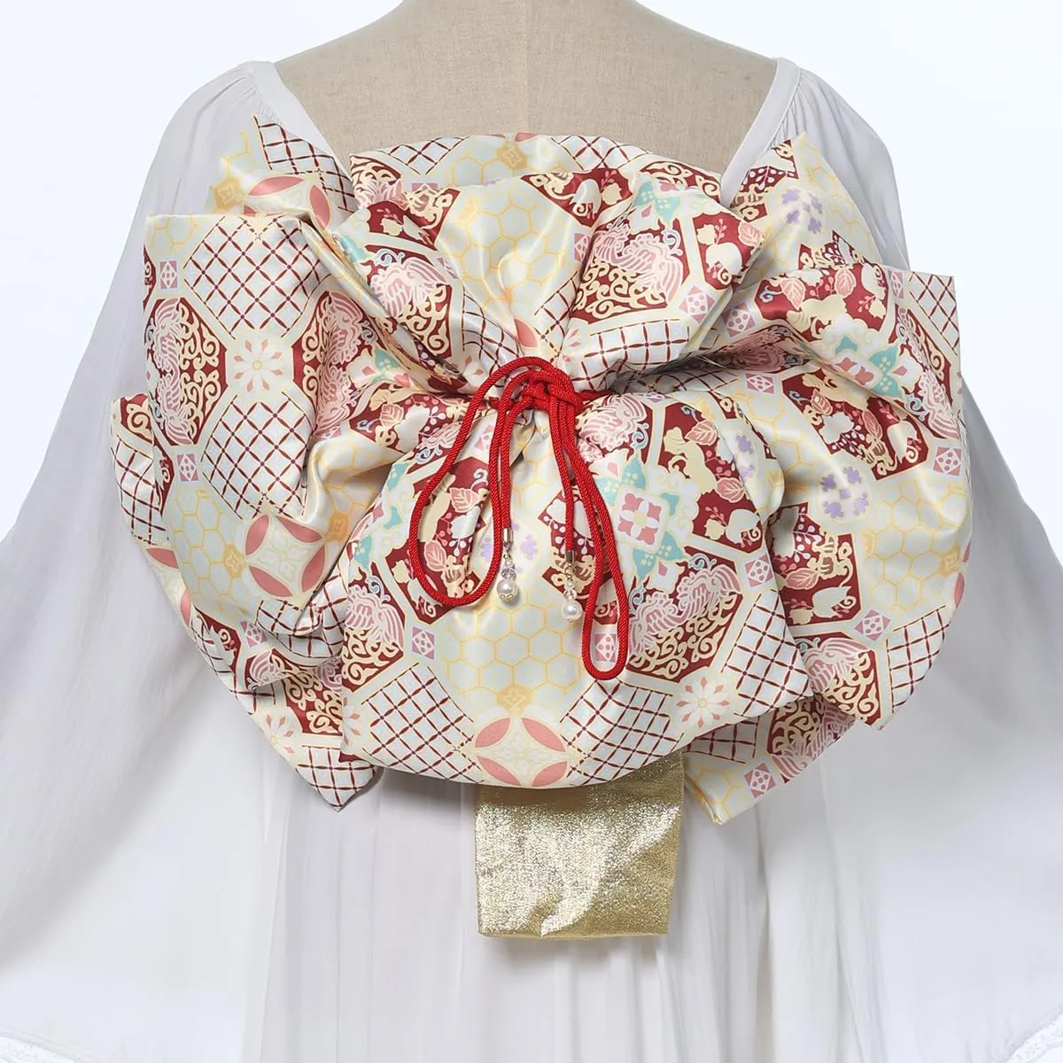 CAMDOM Japanese Kimono Pre Tied Oversized Bow Sakura Obi Belt Luxury Waistband Sash Yukata Robe Accessories
