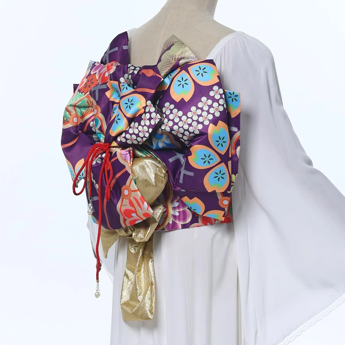 CAMDOM Japanese Kimono Pre Tied Oversized Bow Sakura Obi Belt Luxury Waistband Sash Yukata Robe Accessories