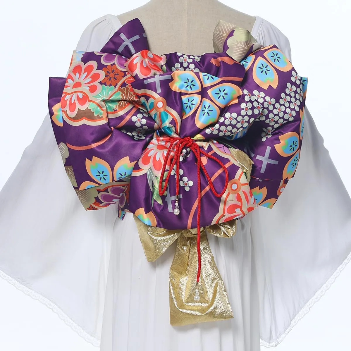 CAMDOM Japanese Kimono Pre Tied Oversized Bow Sakura Obi Belt Luxury Waistband Sash Yukata Robe Accessories