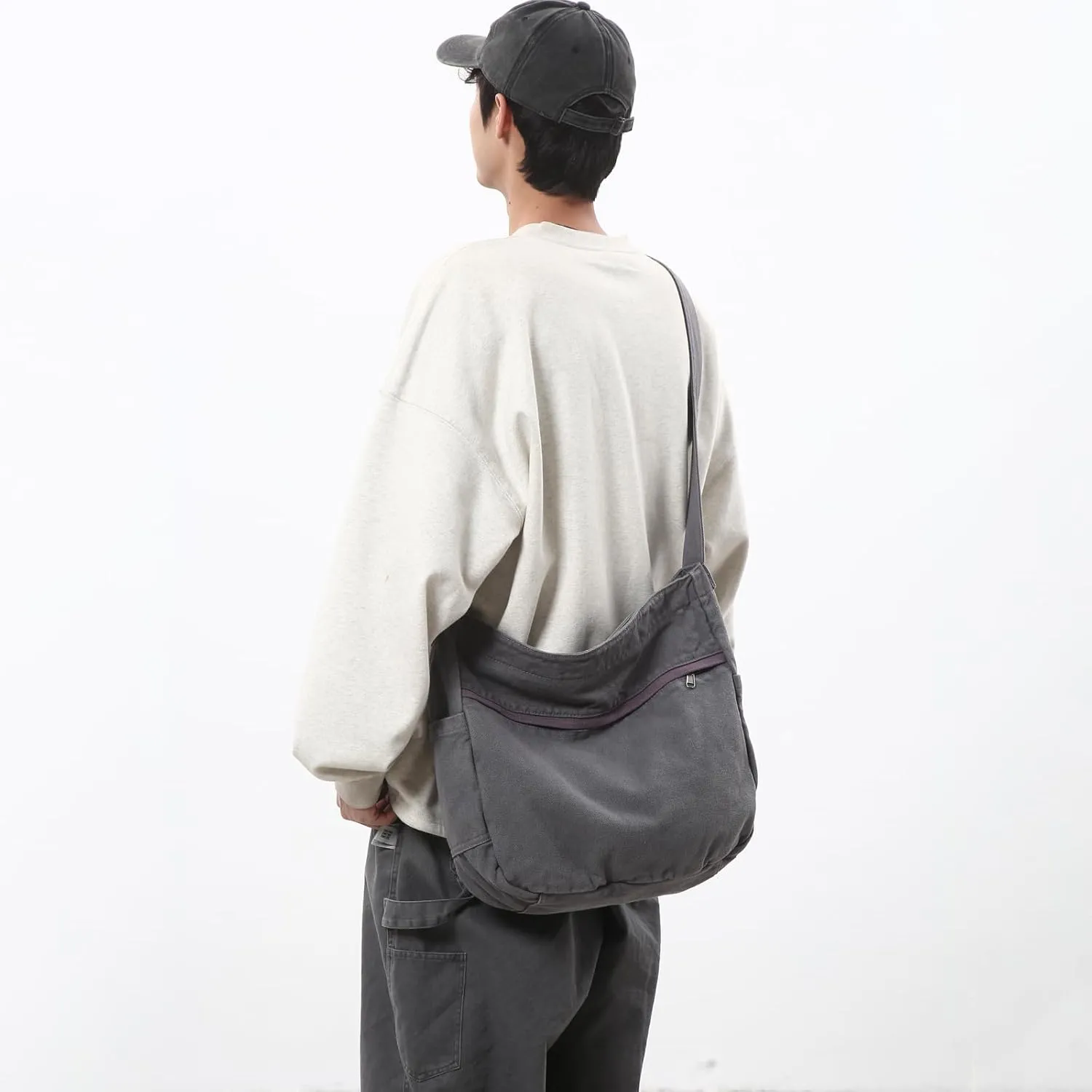 Canvas Hobo Crossbody Shoulder Tote Bag for Women and Men Large Purse Messenger Bag Travel Work Shopping
