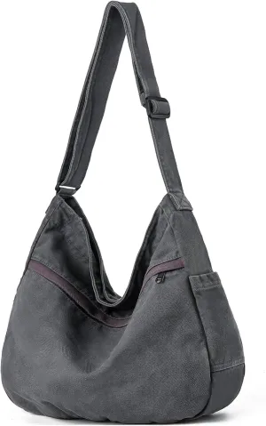 Canvas Hobo Crossbody Shoulder Tote Bag for Women and Men Large Purse Messenger Bag Travel Work Shopping