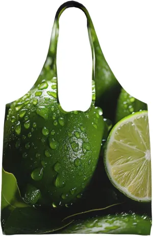 Canvas Tote Bag for Women Shoulder Tote Purse Reusable Grocery Bag Lime Aesthetic Shopping Bags